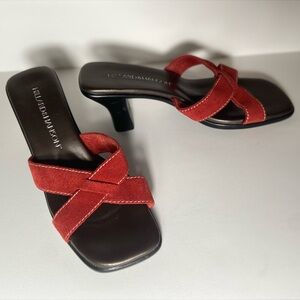 Hillard & Hanson~Alexa~Rust~Leather Upper~Cross Strap~Slip-On~Sandal~Size 7